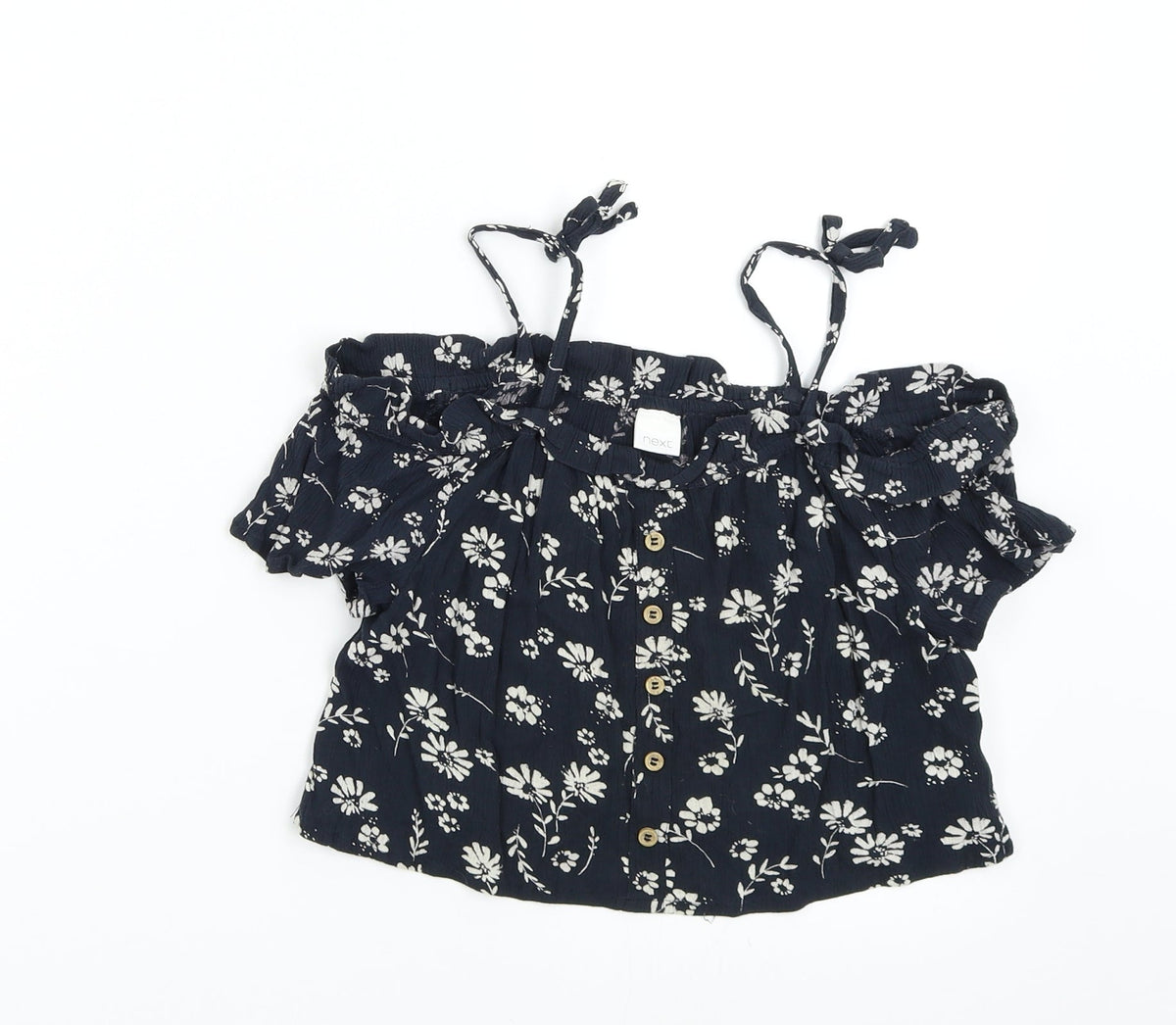 Additional front view of Next girls’ blue floral basic blouse, size 8, years