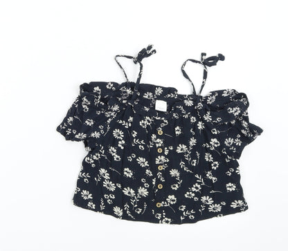 Additional front view of Next girls’ blue floral basic blouse, size 8, years