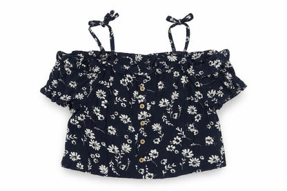 Front view of Next girls’ blue floral basic blouse, size 8, years