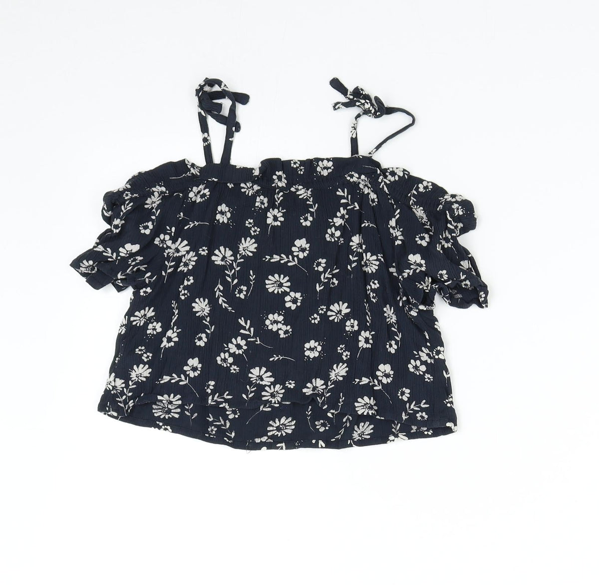 Back view of Next girls’ blue floral basic blouse, size 8, years