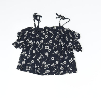 Back view of Next girls’ blue floral basic blouse, size 8, years