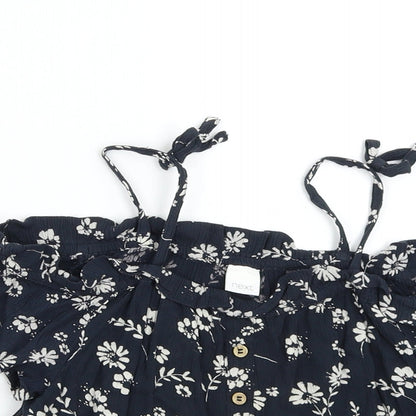 Close-up detail of Next girls’ blue floral basic blouse, size 8, years