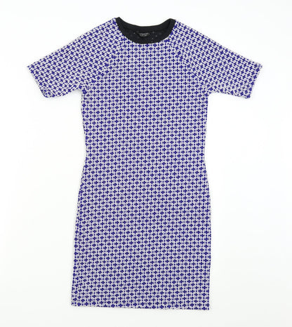 Topshop Womens Blue Geometric  Shift  Size 10