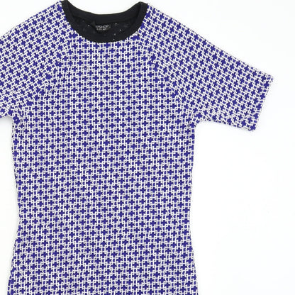 Topshop Womens Blue Geometric  Shift  Size 10