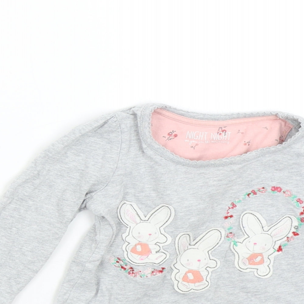 Mothercare Baby Grey Solid   Pyjama Top Size 12-18 Months  - Bunny