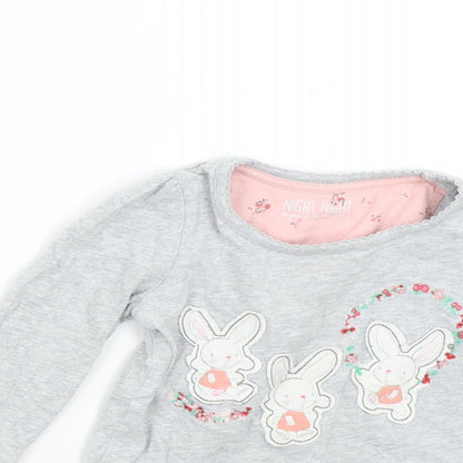 Mothercare Baby Grey Solid   Pyjama Top Size 12-18 Months  - Bunny