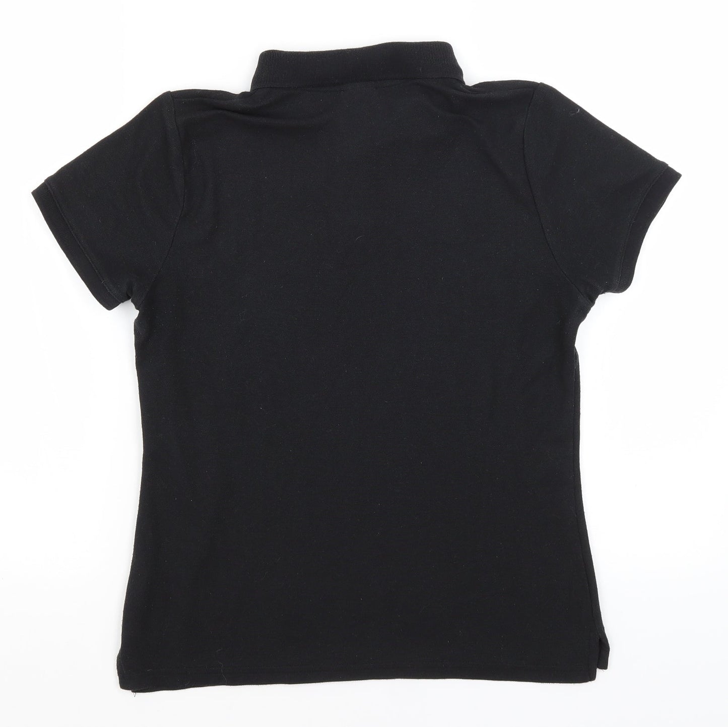 Womens UK Size M Fruit of the Loom Black Basic Polo