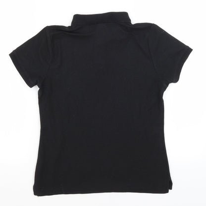 Womens UK Size M Fruit of the Loom Black Basic Polo