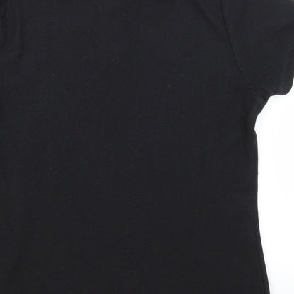 Womens UK Size M Fruit of the Loom Black Basic Polo