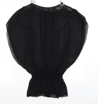Womens UK Size S Preworn Black Tunic Blouse