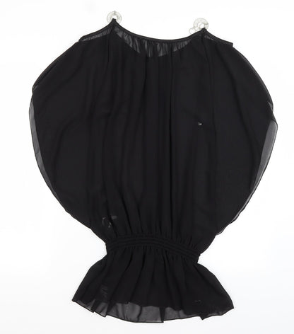 Womens UK Size S Preworn Black Tunic Blouse