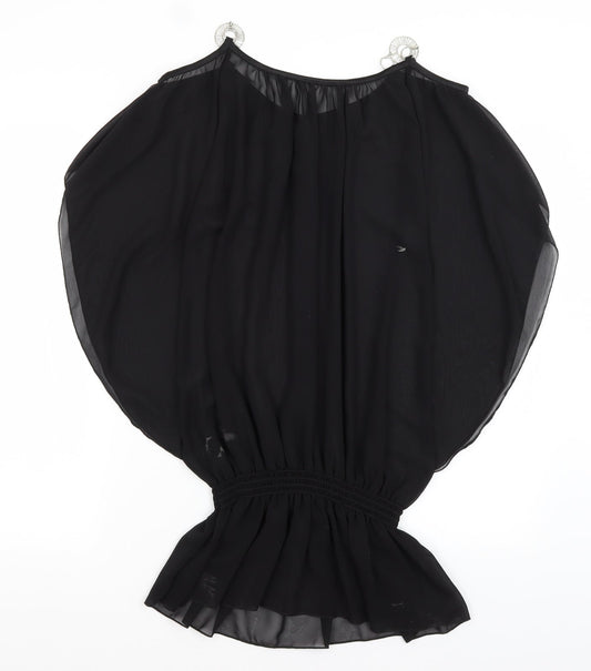 Womens UK Size S Preworn Black Tunic Blouse