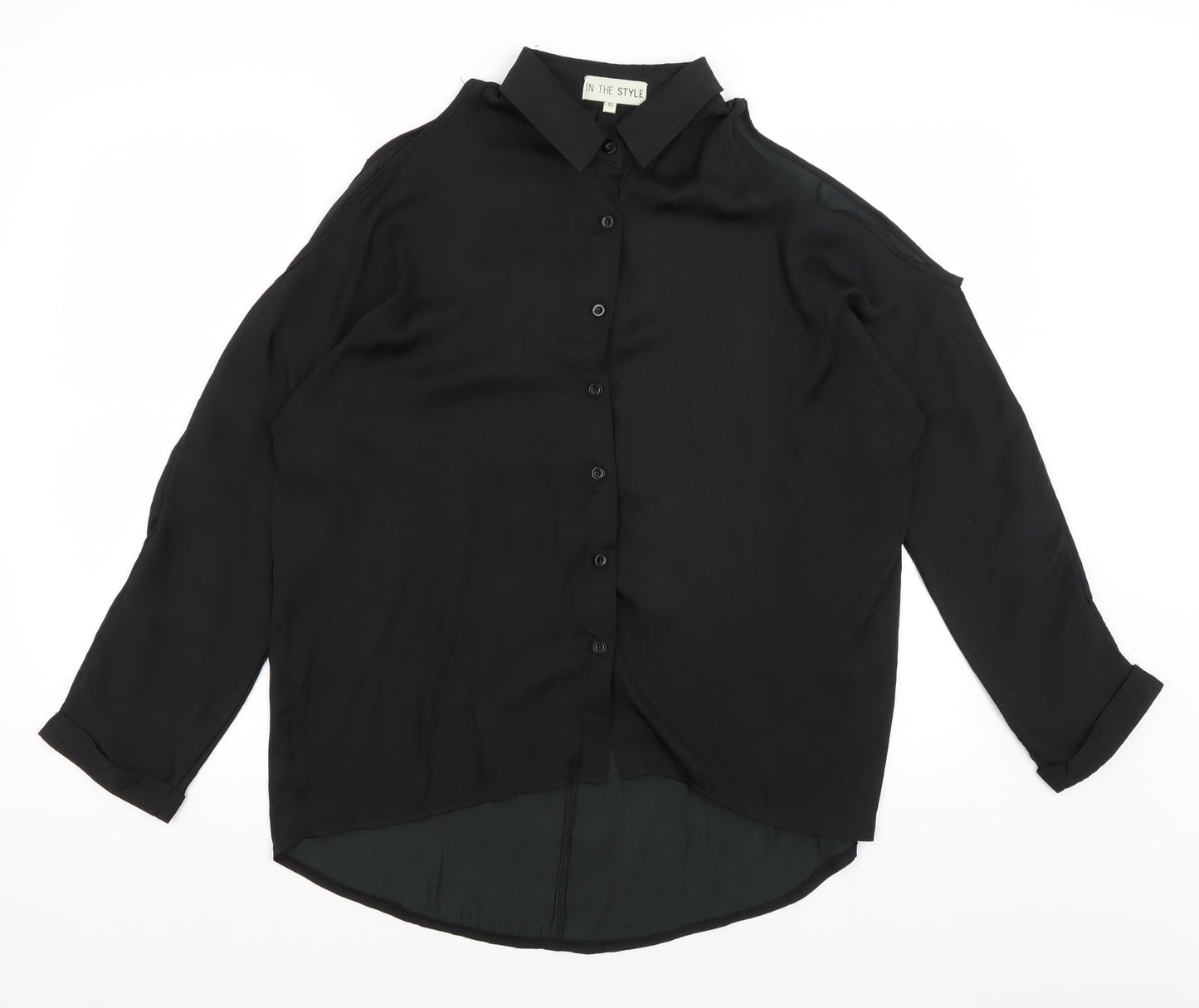 Womens UK Size 10 In the Style Black Basic Button-Up