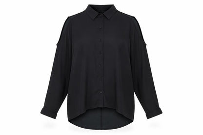 Womens UK Size 10 In the Style Black Basic Button-Up