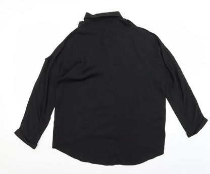 Womens UK Size 10 In the Style Black Basic Button-Up