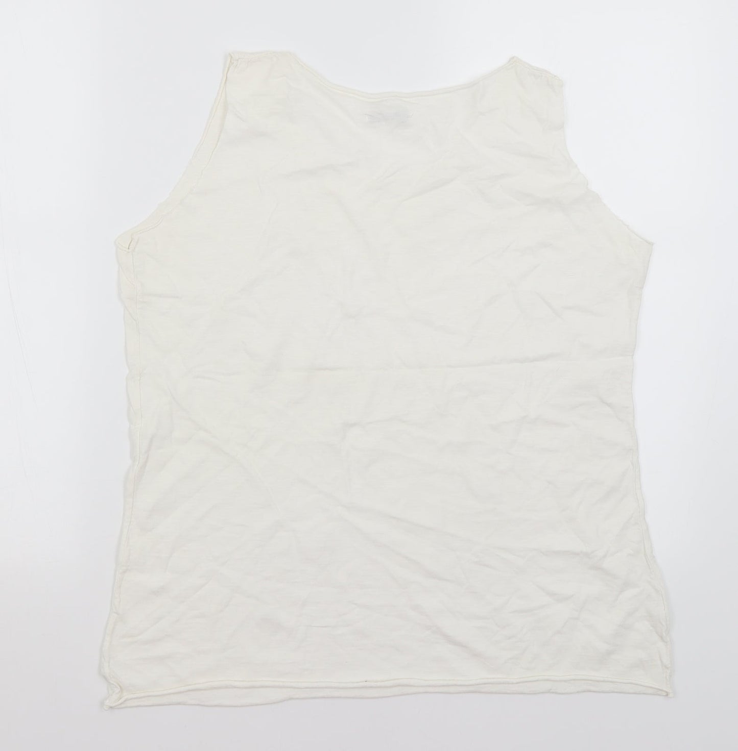 Womens UK Size L Preworn White Basic Tank