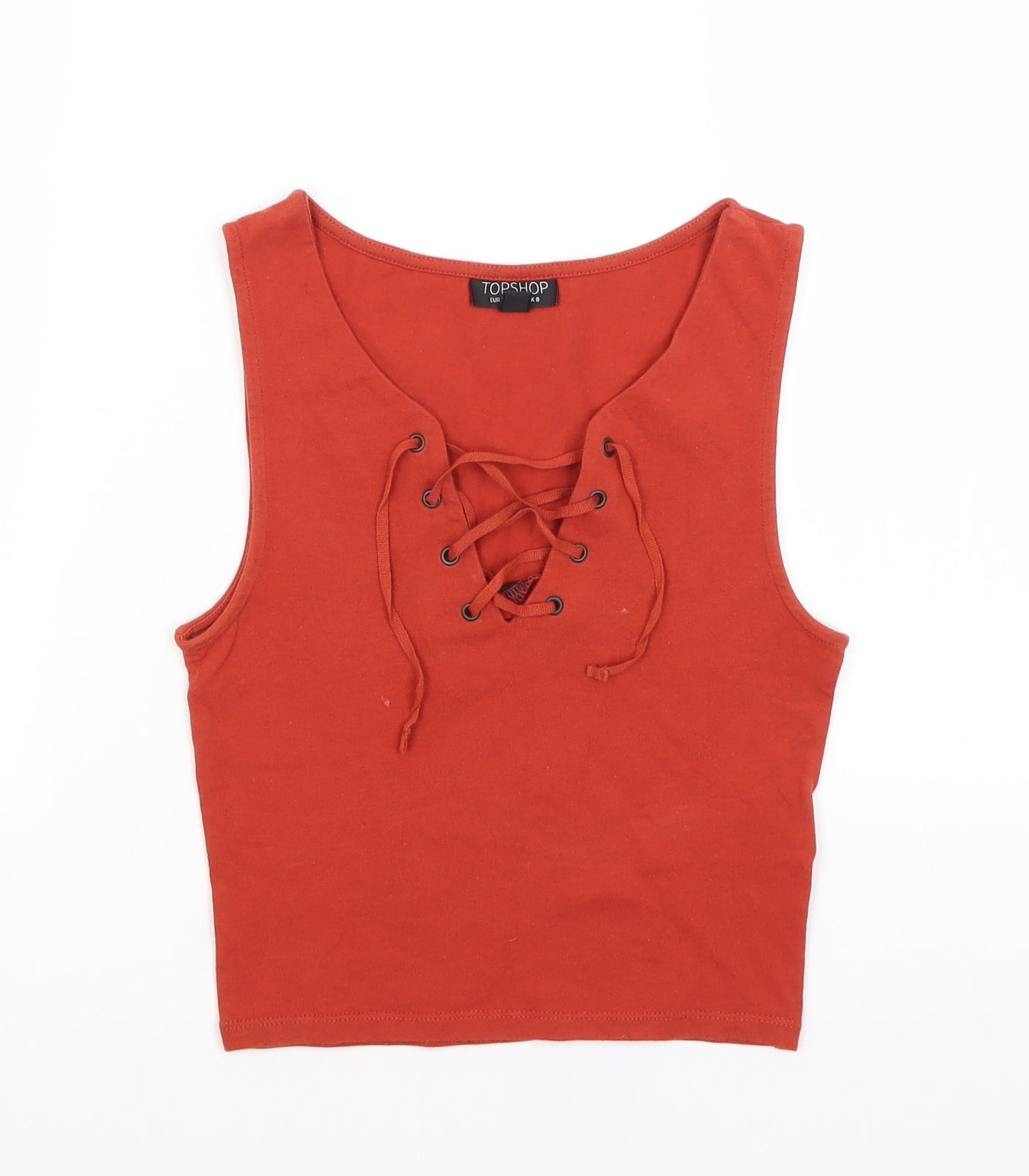 Womens UK Size 8 Topshop Red Cropped Tank