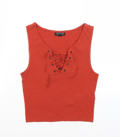 Womens UK Size 8 Topshop Red Cropped Tank