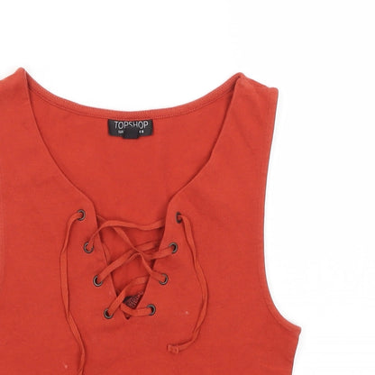 Womens UK Size 8 Topshop Red Cropped Tank