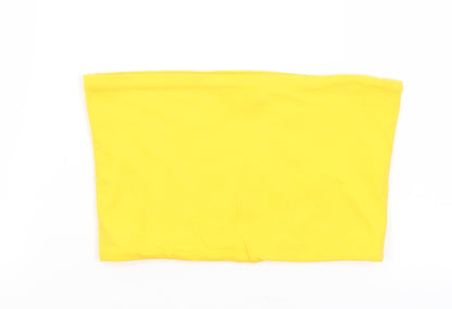 Womens UK Size 8 Topshop Yellow Cropped T-Shirt