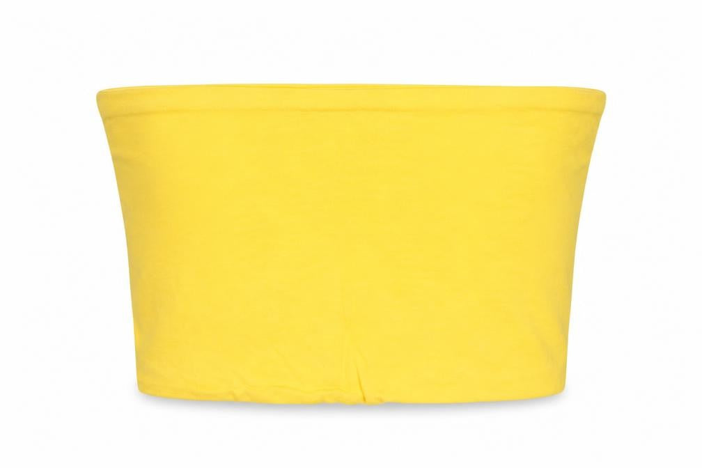 Front view of Topshop women’s yellow cropped t-shirt, size UK 8