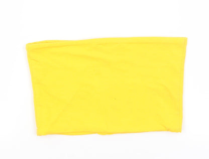 Womens UK Size 8 Topshop Yellow Cropped T-Shirt