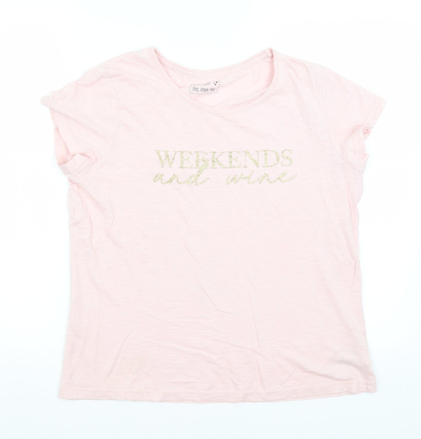 F&F Womens Pink   Basic T-Shirt Size 12  - Weekends & Wine