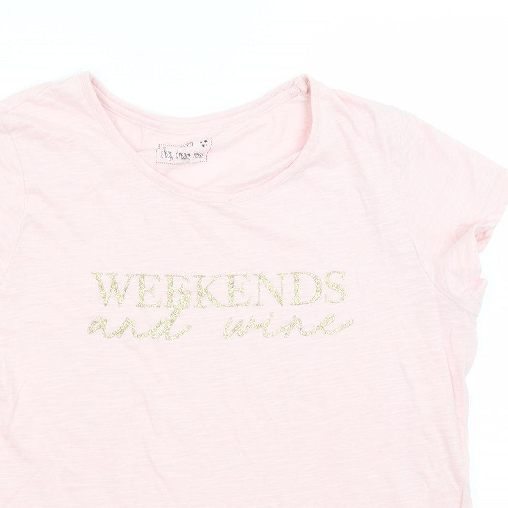 F&F Womens Pink   Basic T-Shirt Size 12  - Weekends & Wine