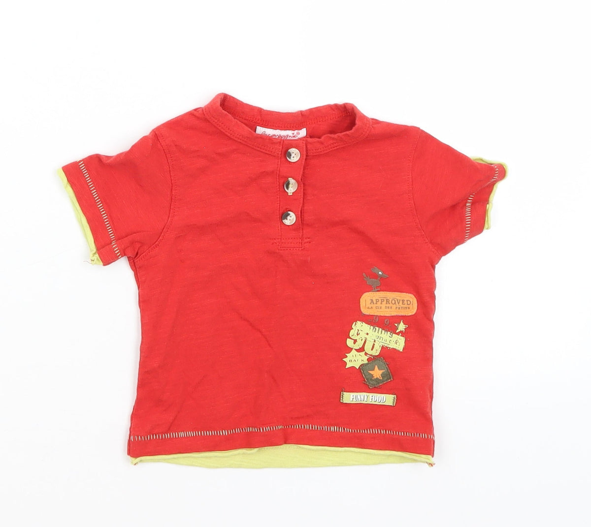 Additional front view of La Compagnie des Petits Baby Red Basic T-Shirt, size 12, Months
