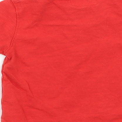 Brand and care label for La Compagnie des Petits Baby Red Basic T-Shirt, size 12, Months
