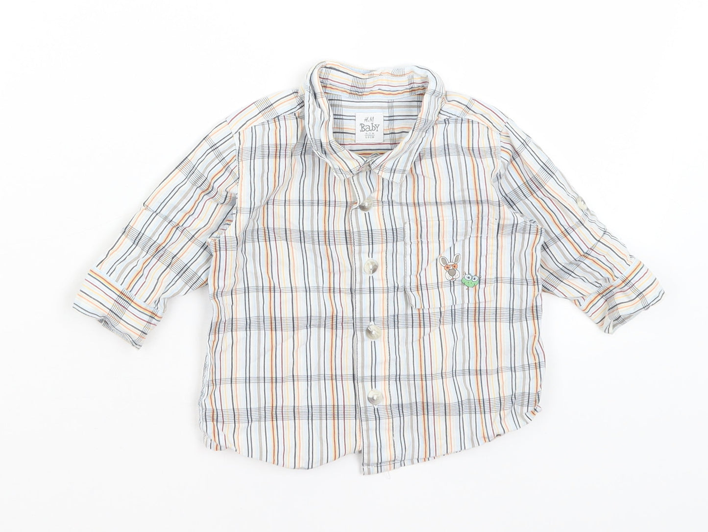 H&M Baby White Striped  Basic Button-Up Size 3-6 Months