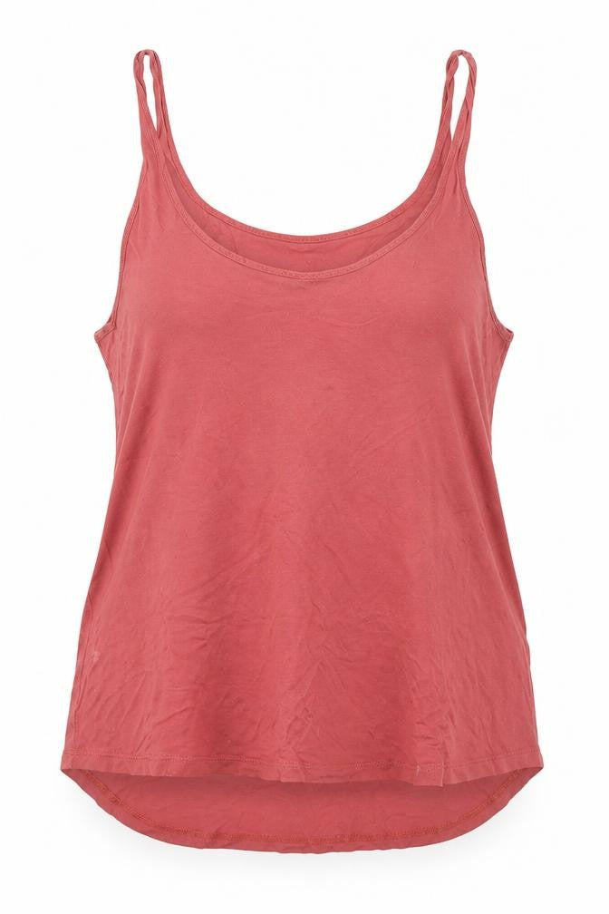 Front view of Shop One women’s red basic tank, size L