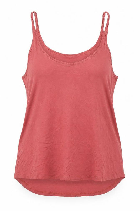 Front view of Shop One women’s red basic tank, size L