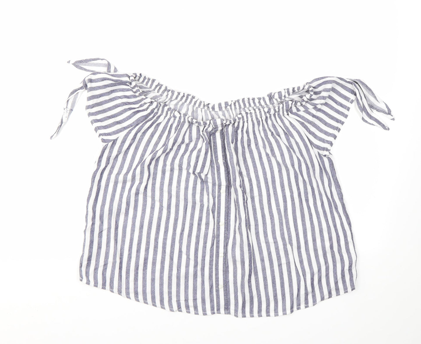 Primark Womens Ivory Striped  Basic T-Shirt Size 10
