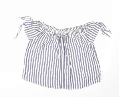 Primark Womens Ivory Striped  Basic T-Shirt Size 10
