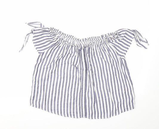 Primark Womens Ivory Striped  Basic T-Shirt Size 10