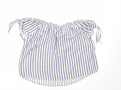 Primark Womens Ivory Striped  Basic T-Shirt Size 10