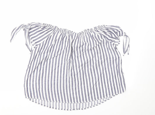 Primark Womens Ivory Striped  Basic T-Shirt Size 10