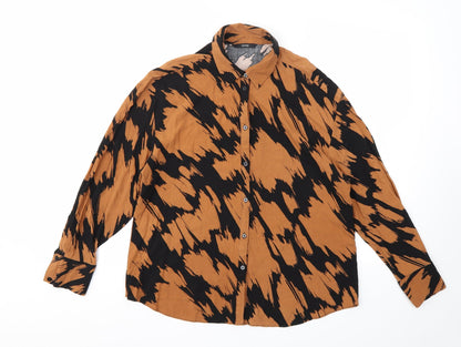 George Womens Brown Geometric  Basic T-Shirt Size 8