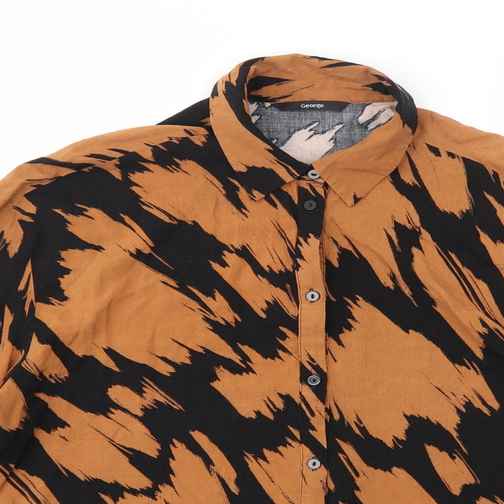 George Womens Brown Geometric  Basic T-Shirt Size 8