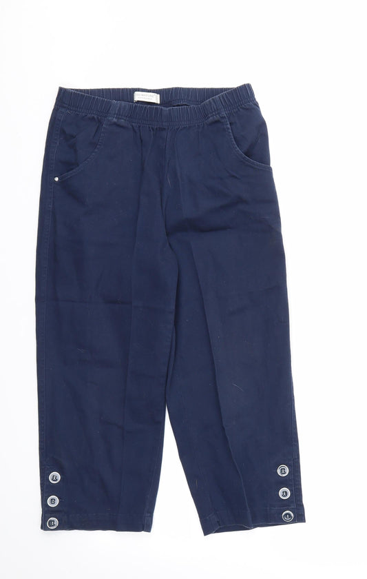 Womens UK Size M Signature Regular Fit Capri Blue Trousers