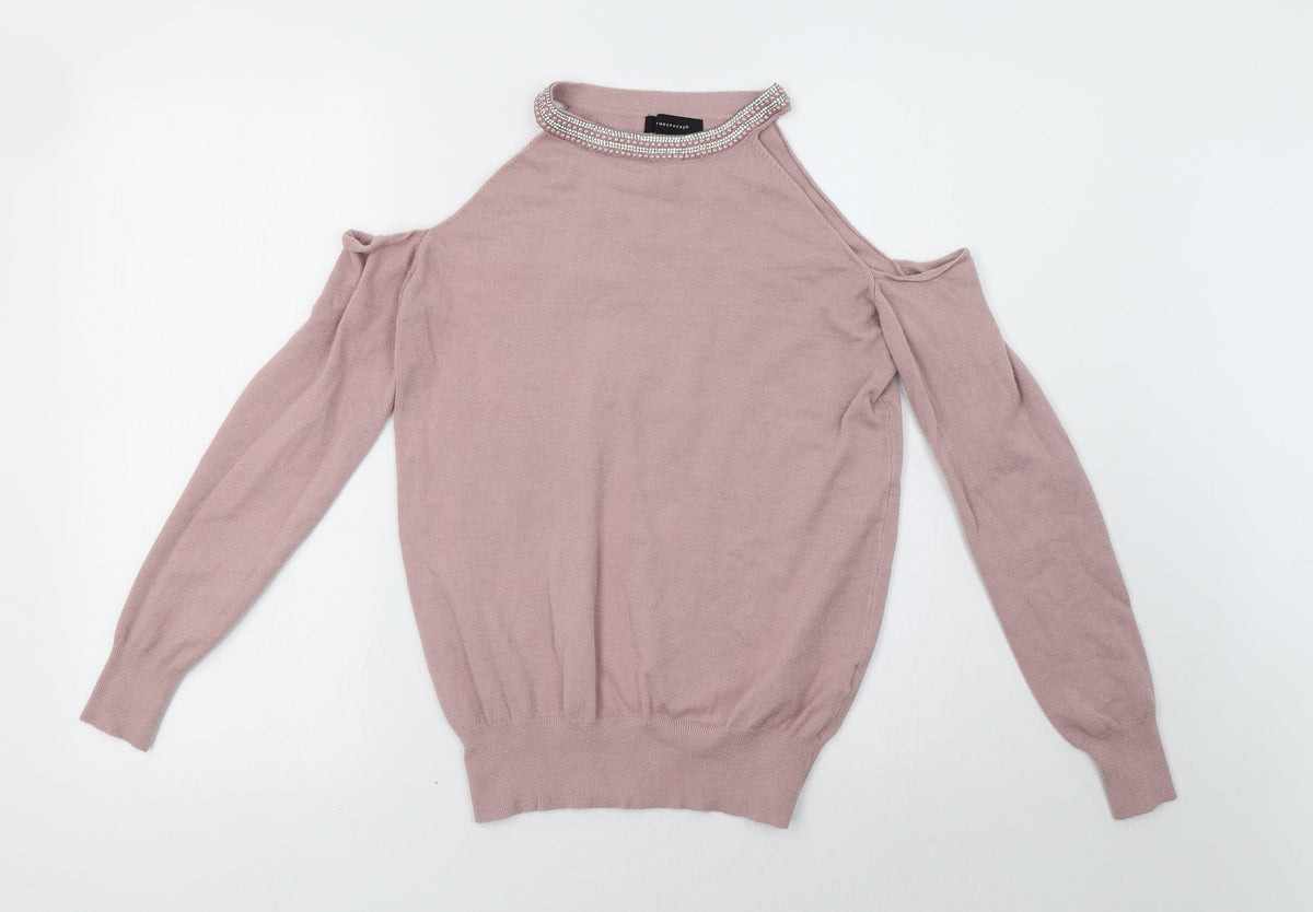 Additional front view of Primark women’s pink pullover sweatshirt, size UK 8