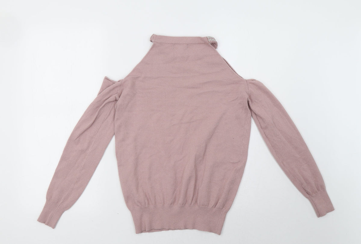 Back view of Primark women’s pink pullover sweatshirt, size UK 8