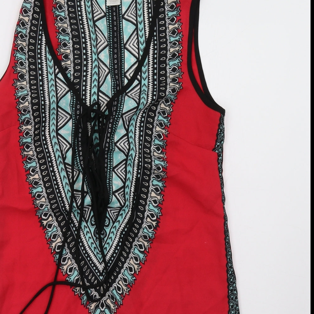 Band of Gypsies Womens Red Geometric  A-Line  Size S