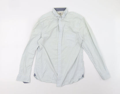 Cedar Wood State Mens White Striped   Polo Size S