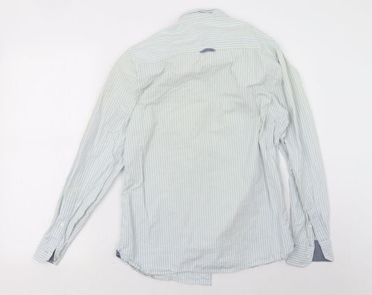 Cedar Wood State Mens White Striped   Polo Size S