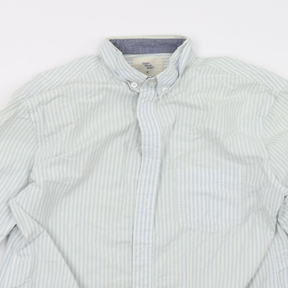 Cedar Wood State Mens White Striped   Polo Size S