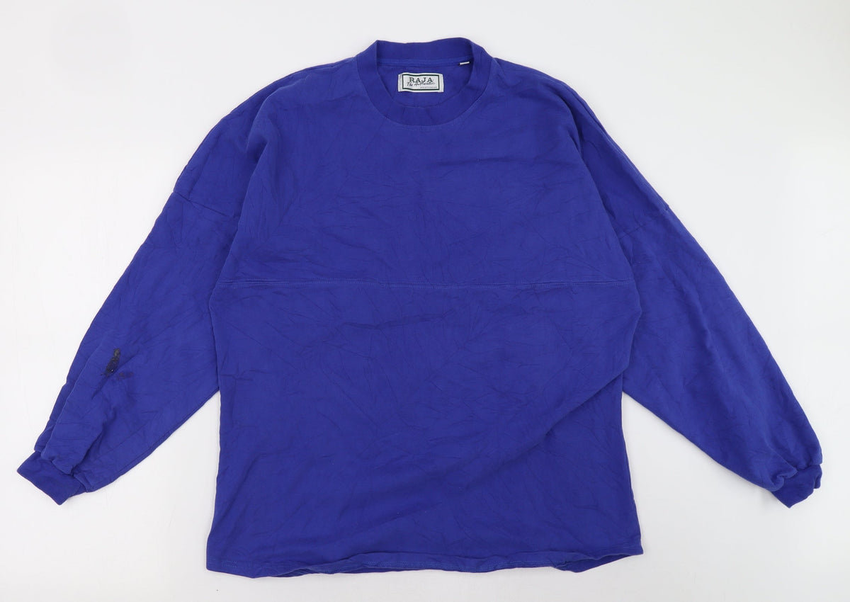 Additional front view of raja women’s blue pullover sweatshirt, size M