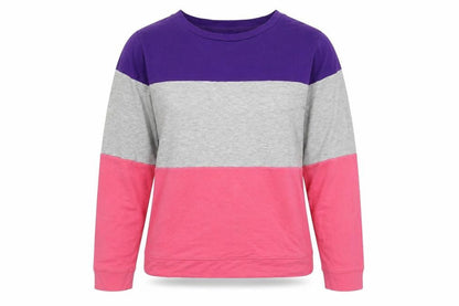 Front view of Oasis women’s pink pullover sweatshirt, size M