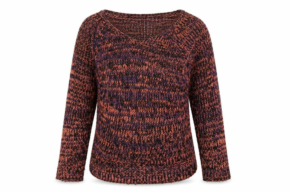 Front view of H&M women’s pink pullover sweatshirt, size L